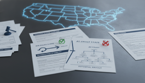 Auto claim fault determination: no-fault vs at-fault states